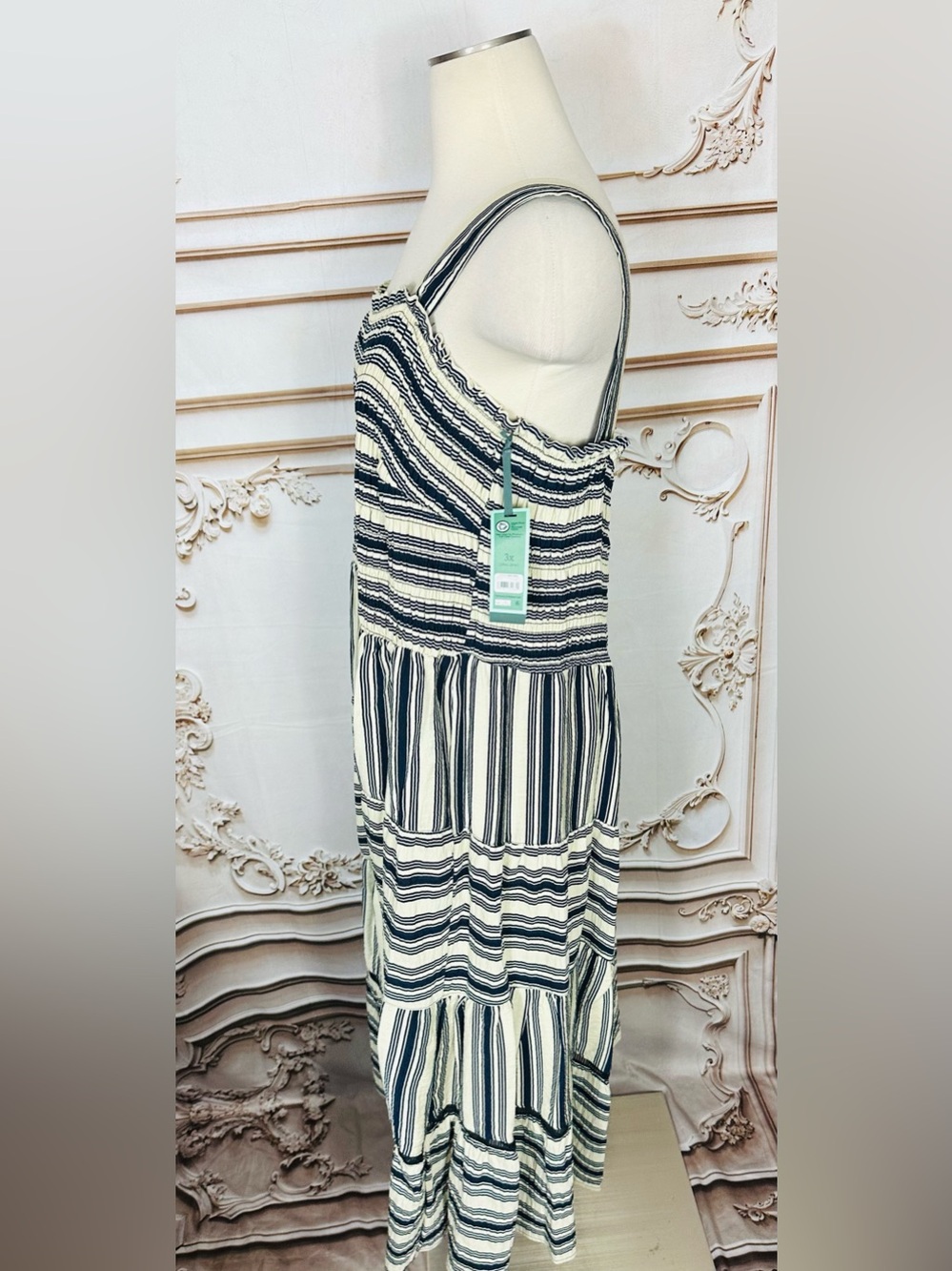 Terra & Sky Navy and White Striped Maxi with Red Bow Belt - Picture 6 of 11